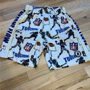 Kids White Football Print Athletic Shorts